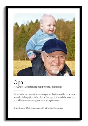 Creëer jouw eigen 'Opa' Duden-stijl poster met persoonlijke foto en tekst!