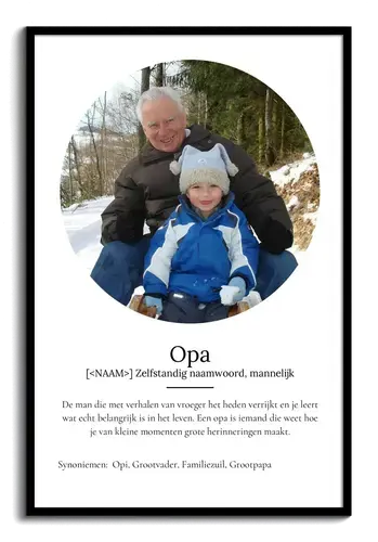 Creëer jouw eigen 'Opa' Duden-stijl poster met persoonlijke foto en tekst!
