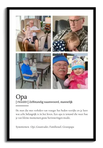 Creëer jouw eigen 'Opa' Duden-stijl poster met persoonlijke foto en tekst!