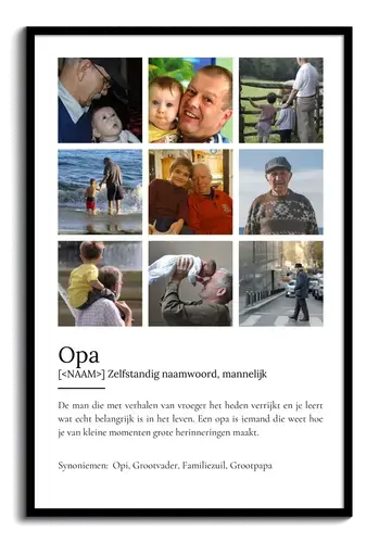 Creëer jouw eigen 'Opa' Duden-stijl poster met persoonlijke foto en tekst!