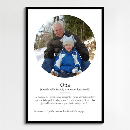 Creëer jouw eigen 'Opa' Duden-stijl poster met persoonlijke foto en tekst!