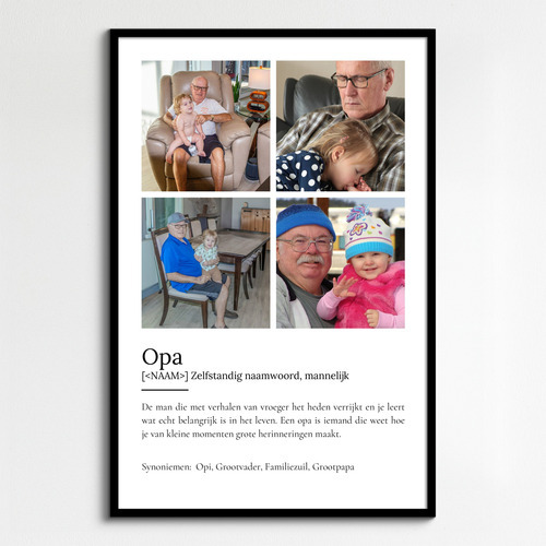 Creëer jouw eigen 'Opa' Duden-stijl poster met persoonlijke foto en tekst!