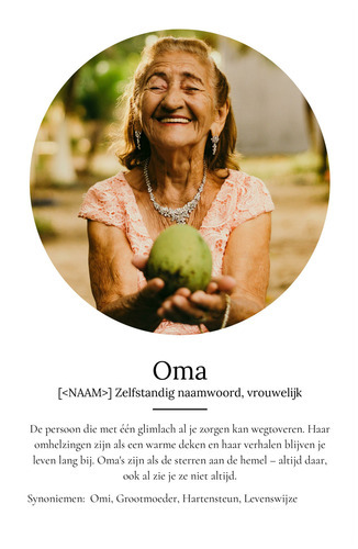 Maak een persoonlijke "Oma" poster met foto & Duden-stijl tekst als cadeau.