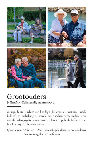 Personaliseerbaar Definities-Poster voor Grootouders - Maak jouw unieke cadeau!