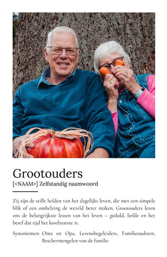 Personaliseerbaar Definities-Poster voor Grootouders - Maak jouw unieke cadeau!