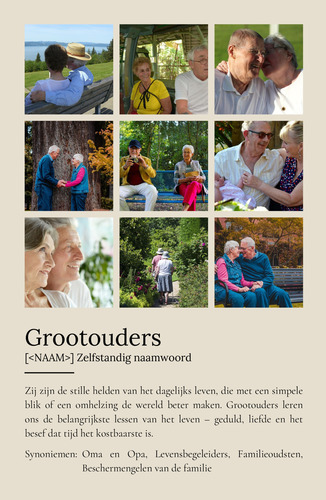 Personaliseerbaar Definities-Poster voor Grootouders - Maak jouw unieke cadeau!