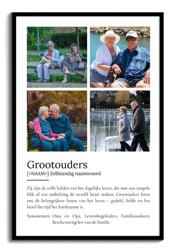 Personaliseerbaar Definities-Poster voor Grootouders - Maak jouw unieke cadeau!