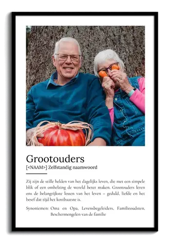 Personaliseerbaar Definities-Poster voor Grootouders - Maak jouw unieke cadeau!