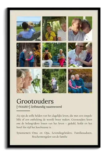 Personaliseerbaar Definities-Poster voor Grootouders - Maak jouw unieke cadeau!
