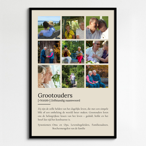 Personaliseerbaar Definities-Poster voor Grootouders - Maak jouw unieke cadeau!