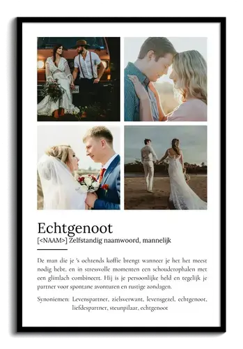 Maak jouw unieke 'Echtgenoot' Definitionsposter - Persoonlijk cadeau met jouw foto!