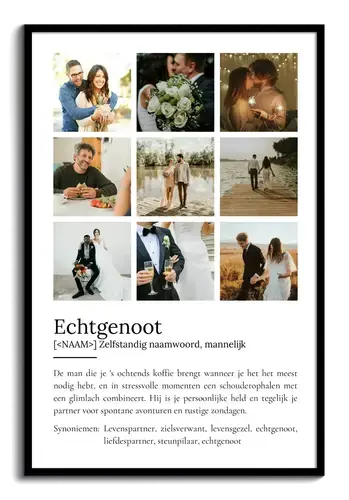 Maak jouw unieke 'Echtgenoot' Definitionsposter - Persoonlijk cadeau met jouw foto!