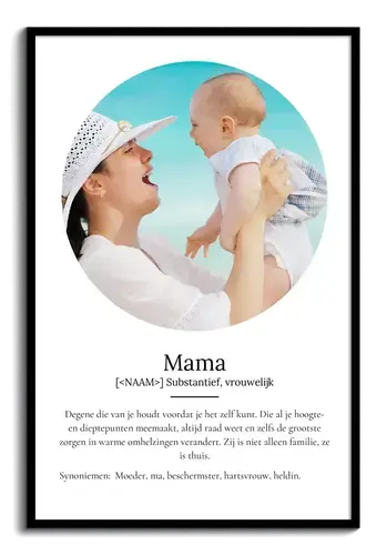 Personaliseerbaar Mama Definitions-Poster: Jouw foto en liefdevolle boodschap!