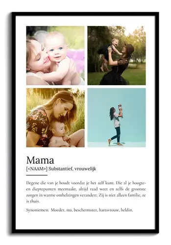 Personaliseerbaar Mama Definitions-Poster: Jouw foto en liefdevolle boodschap!