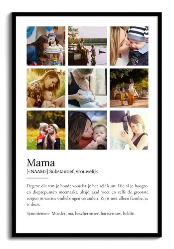 Personaliseerbaar Mama Definitions-Poster: Jouw foto en liefdevolle boodschap!