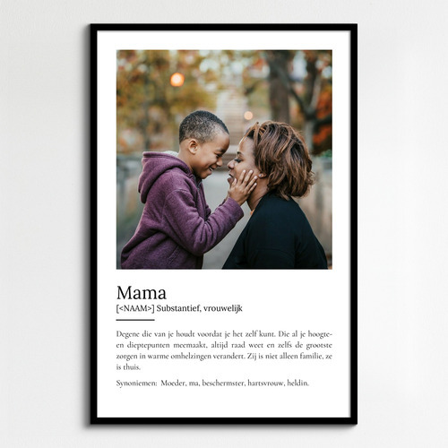 Personaliseerbaar Mama Definitions-Poster: Jouw foto en liefdevolle boodschap!