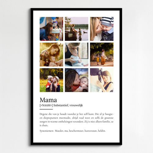 Personaliseerbaar Mama Definitions-Poster: Jouw foto en liefdevolle boodschap!