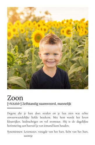 Maak jouw persoonlijke zoon-definitieposter: Liefde en avontuur in foto's!