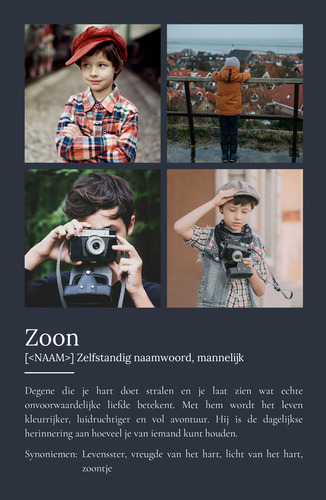 Maak jouw persoonlijke zoon-definitieposter: Liefde en avontuur in foto's!
