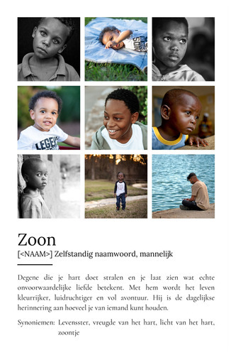 Maak jouw persoonlijke zoon-definitieposter: Liefde en avontuur in foto's!