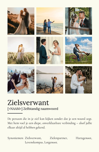 Personaliseer je "Soulmate" Duden-stijl poster met fotocollage en betekenisvolle tekst!
