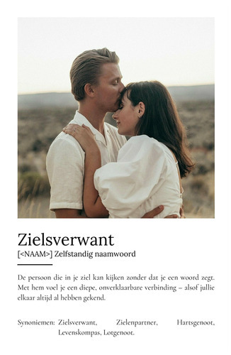 Personaliseer je "Soulmate" Duden-stijl poster met fotocollage en betekenisvolle tekst!