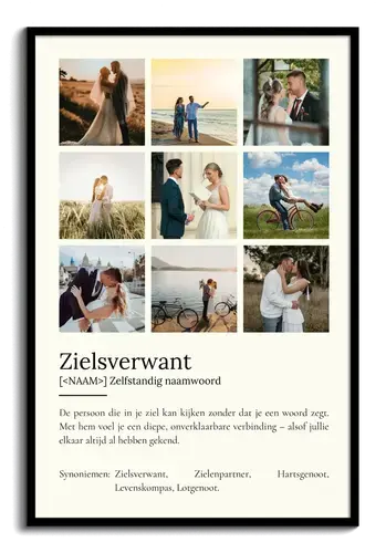Personaliseer je "Soulmate" Duden-stijl poster met fotocollage en betekenisvolle tekst!