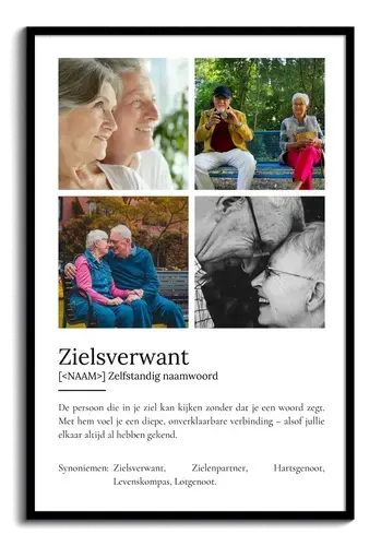 Personaliseer je "Soulmate" Duden-stijl poster met fotocollage en betekenisvolle tekst!