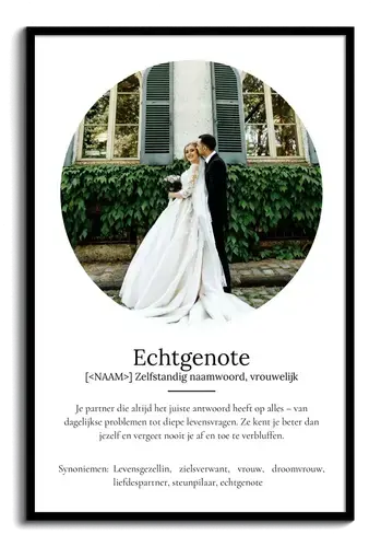 Maak jouw eigen persoonlijk Definities-Poster 'Echtgenote' als uniek cadeau!