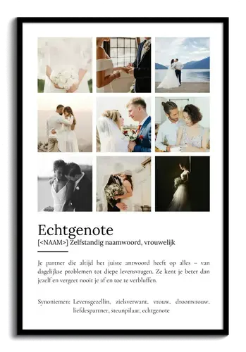 Maak jouw eigen persoonlijk Definities-Poster 'Echtgenote' als uniek cadeau!