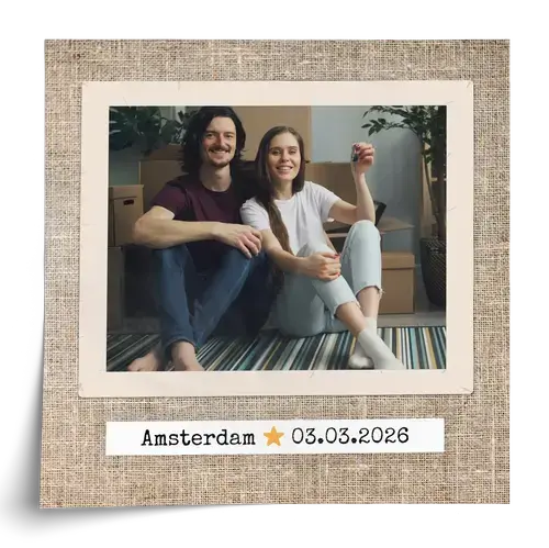 Foto collage housewarming met eigen tekst