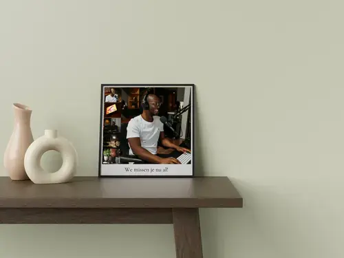 Afscheidscollage collega’s met tekst en foto’s