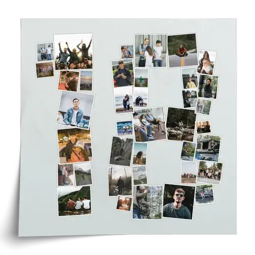 Fotocollage 18e verjaardag met cijfer 18