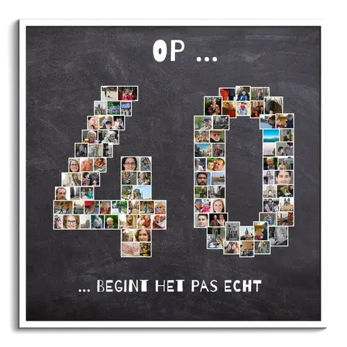 Nummer 40 als Fotocollage met vele Fotos als Verjaardagscadeau