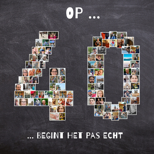 Creëer jouw persoonlijke fotocollage voor een 40e verjaardag - Vrolijke spreuken!