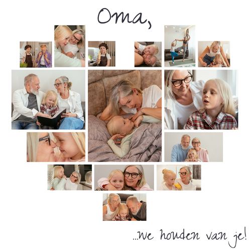 Ontwerp je eigen hartvormige fotocollage voor Oma's speciale moment!