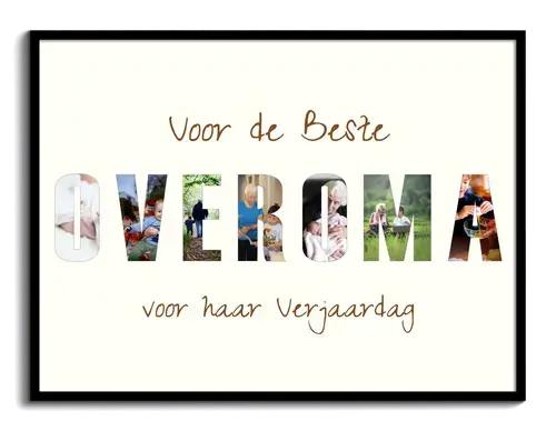 Fotos als tekstcollage voor de beste overgrootmoeder voor de verjaardag