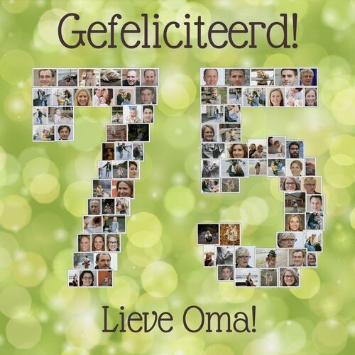 Cijfer 75 fotocollage voor oma – ontwerp nu je persoonlijke verjaardagscadeau