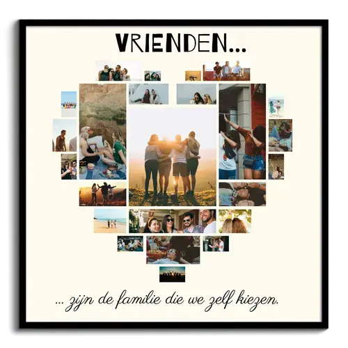 Creëer jouw vriendschap hartcollage op canvas met persoonlijke foto's en teksten