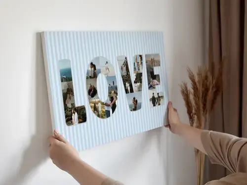 Fotocollage "LOVE" voor huwelijk