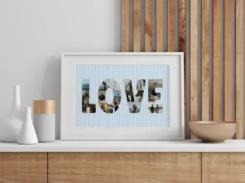 Fotocollage "LOVE" voor huwelijk