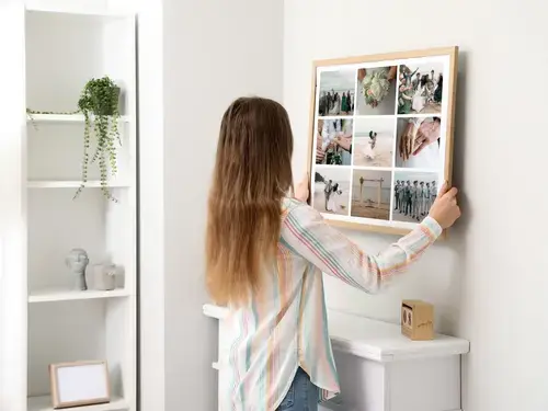 Huwelijksfotoposter in Rastercollage met 9 foto's