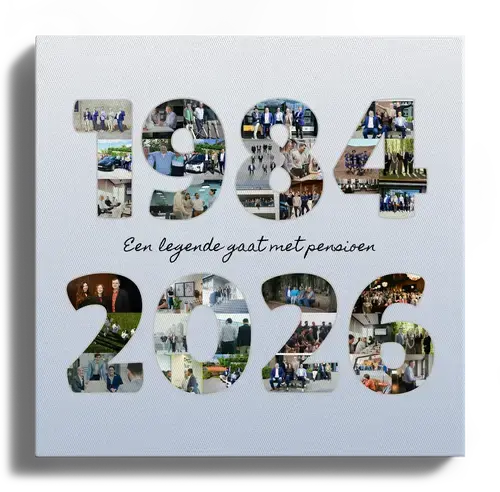 Afscheidscadeau voor een collega fotocollage met jaartallen