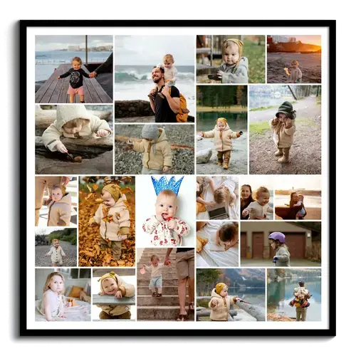 Collage van kinder of babyfotos uit het familiealbum