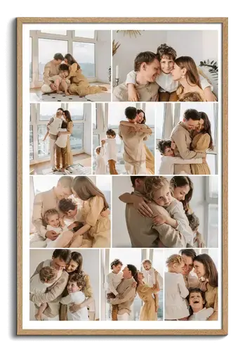 Collage met fotos in rijen uit kinder en familiefotos