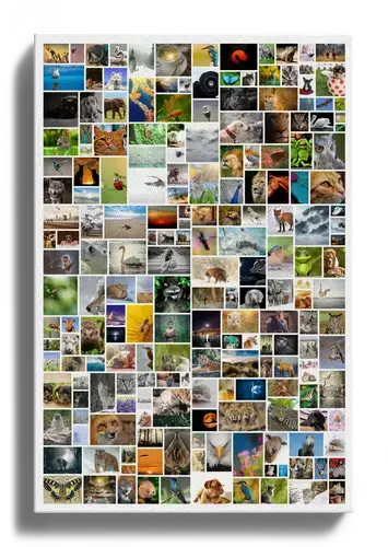 Staand poster met 200 fotos als fotocollage gemaakt