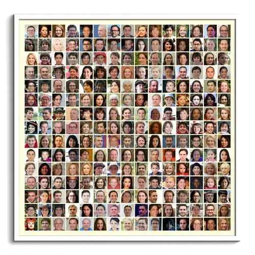 Fotocollage met meer dan tweehonderd fotos gezichten maken