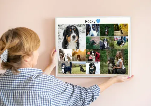 Herdenkingsfotocollage hond met eigen tekst