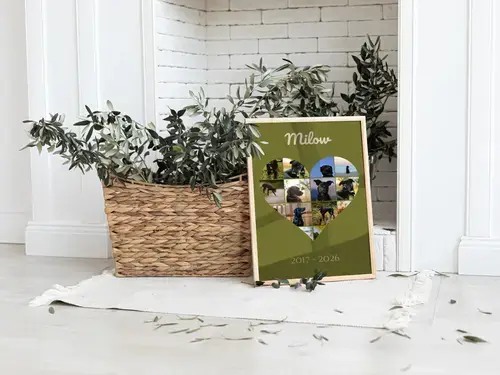 Herdenkingsfotocollage hond met eigen tekst