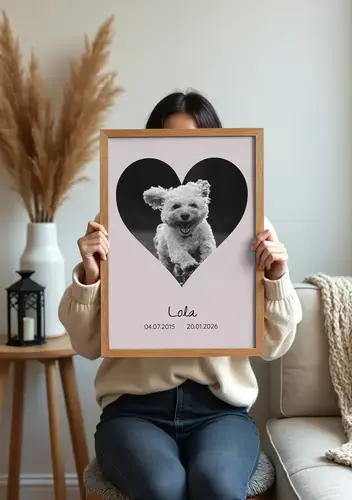 Herdenkingscollage hondensilhouet met naam & jaren